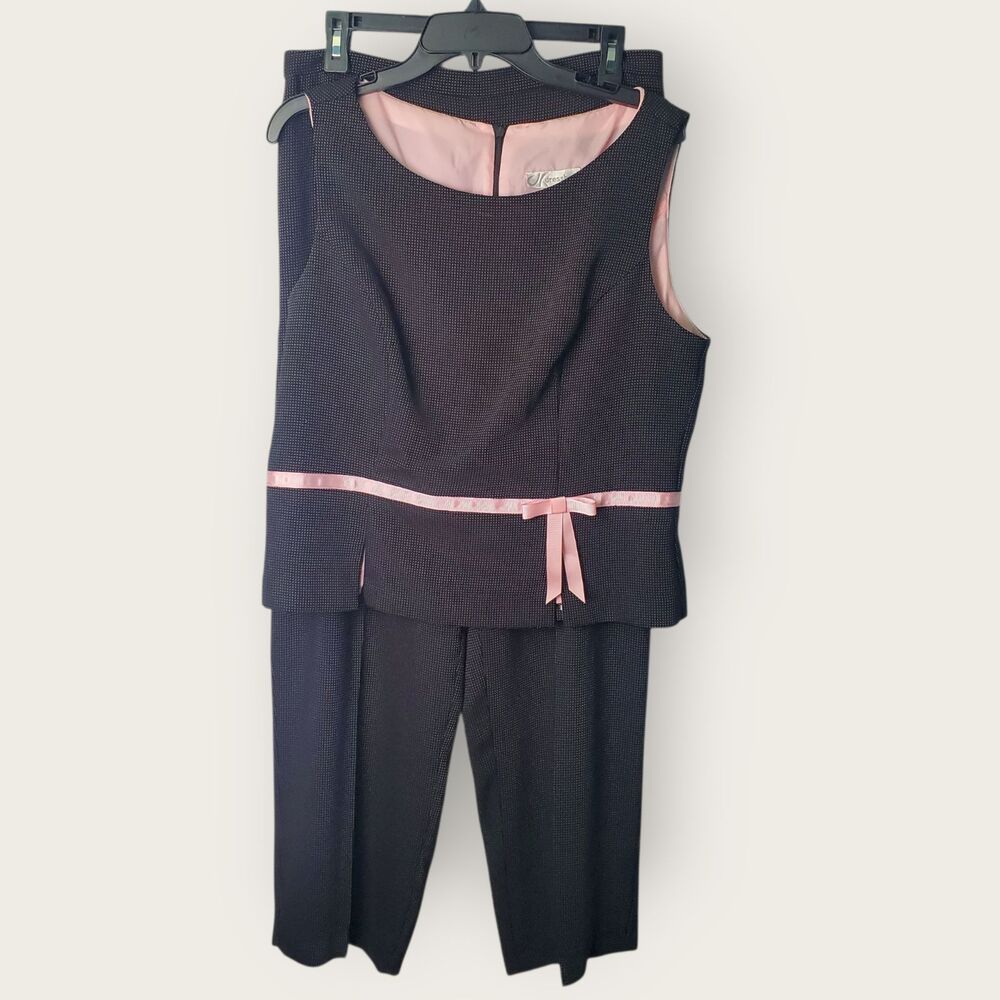 Vintage Y2K 2 Piece Set Black Pink Polka Dot Size 14